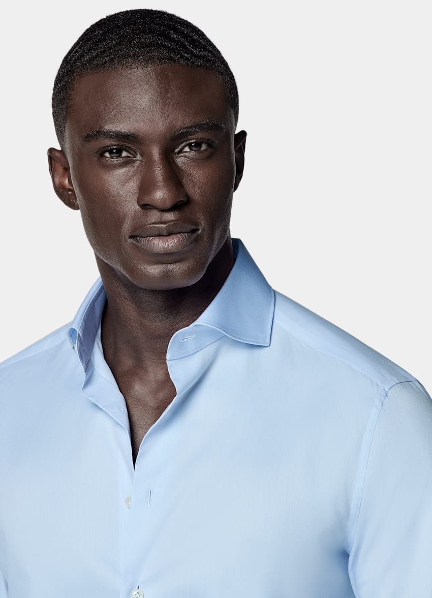 Light Blue Twill Tailored Fit Shirt