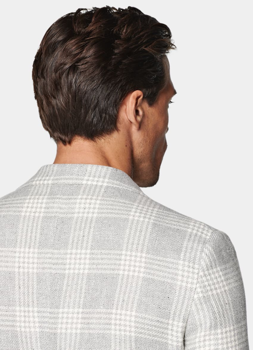 Light Grey Checked Tailored Fit Havana Blazer