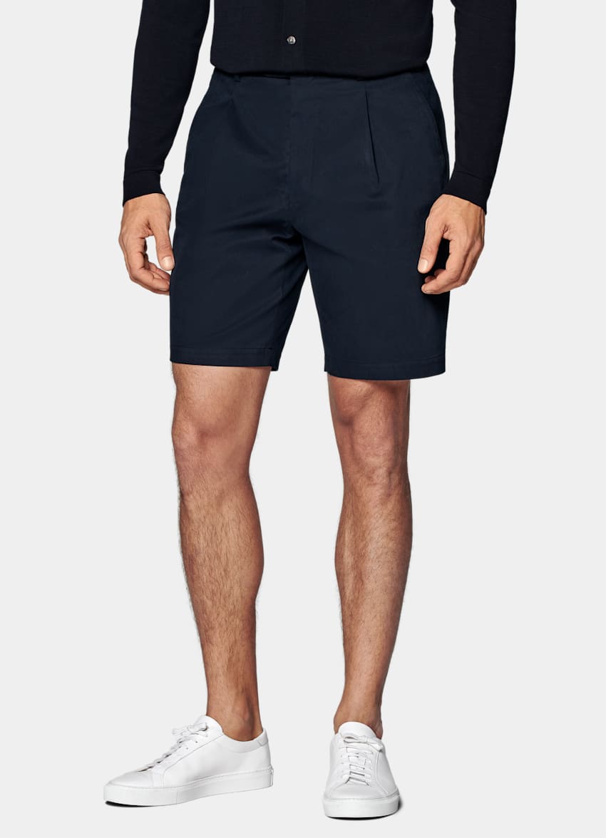 Navy Straight Leg Shorts
