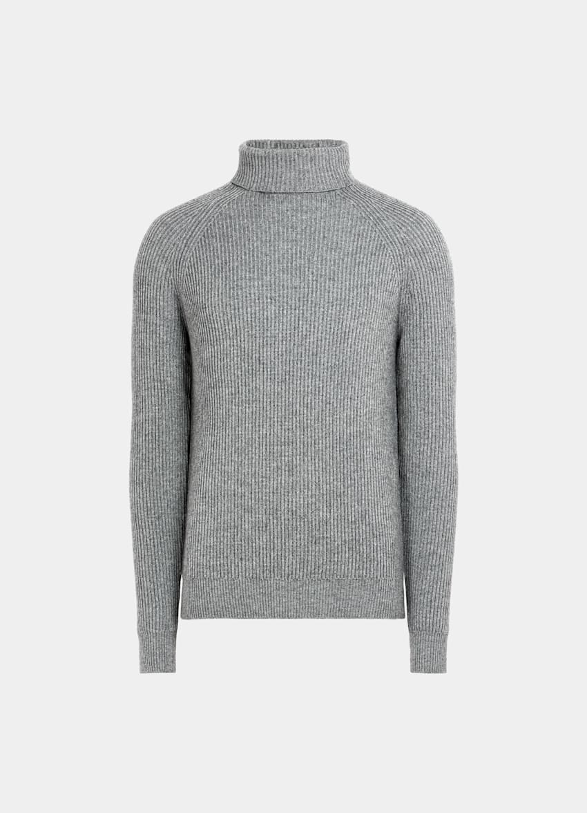 Grey Ribbed Turtleneck