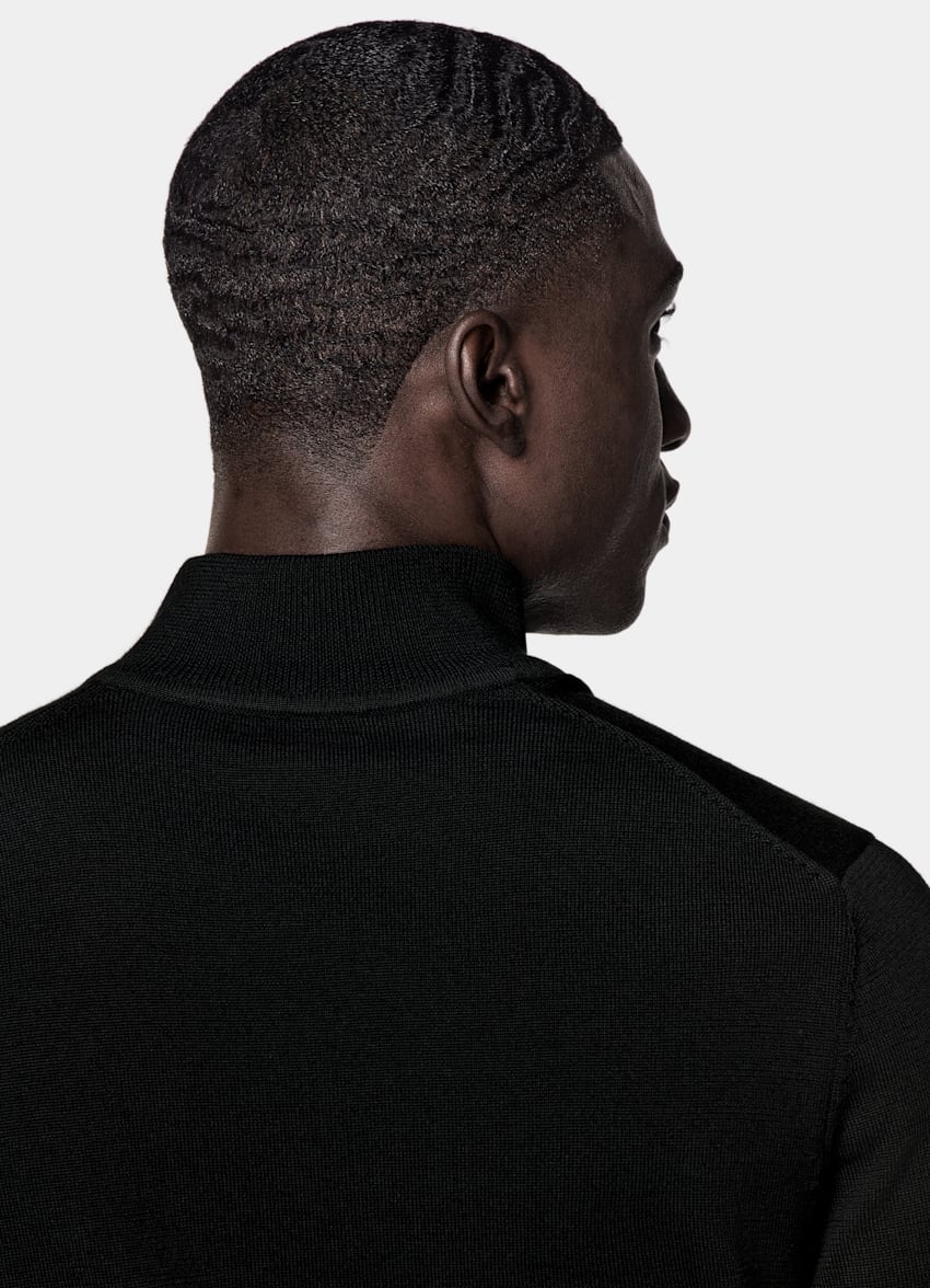 Black Merino Half Zip