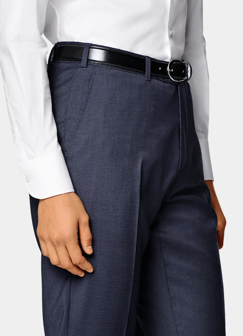 Navy Houndstooth Tailored Fit Havana Suit