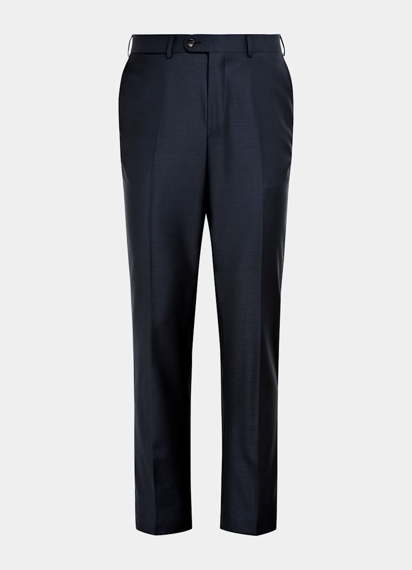 Navy Slim Leg Straight Suit Pants