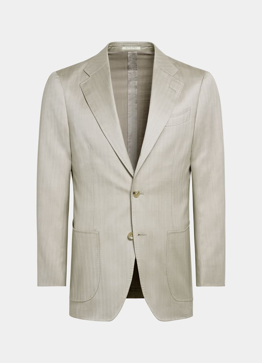 Sand Herringbone Perennial Tailored Fit Havana Suit