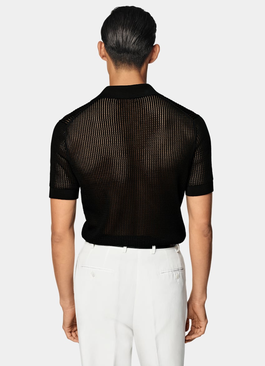 Black Crochet Polo