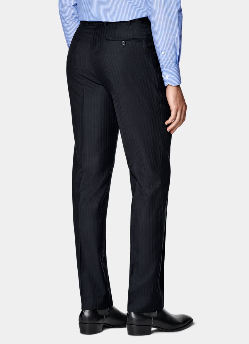 Navy Striped Tailored Fit Milano Suit