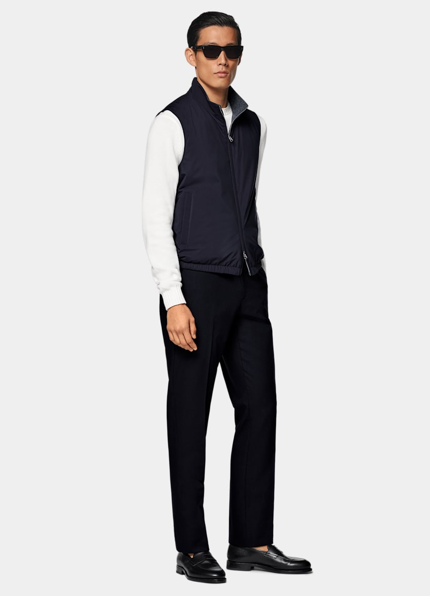 Navy Reversible Light Padded Zip Vest