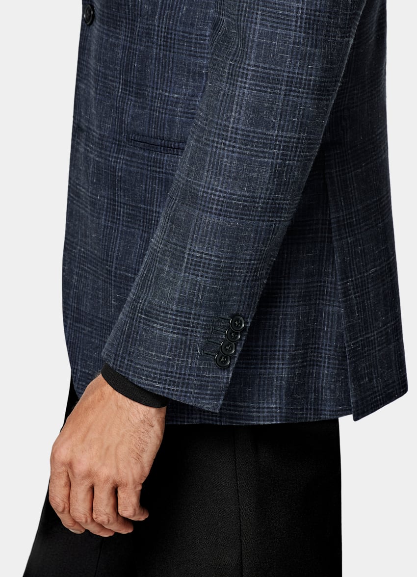 Navy Checked Tailored Fit Havana Blazer