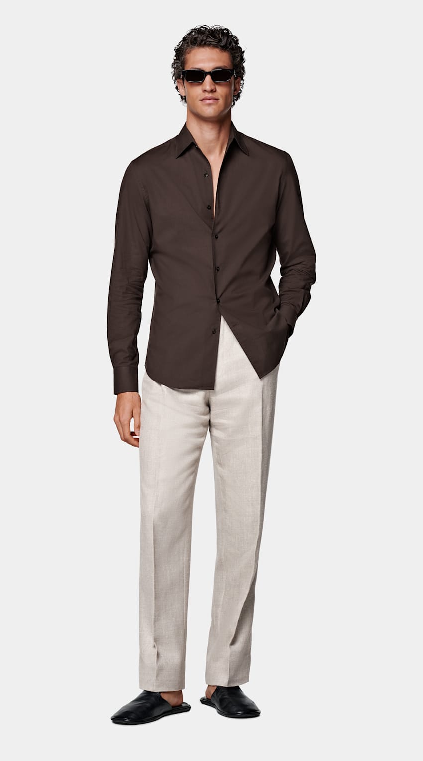Brown Tailored Fit Shirt