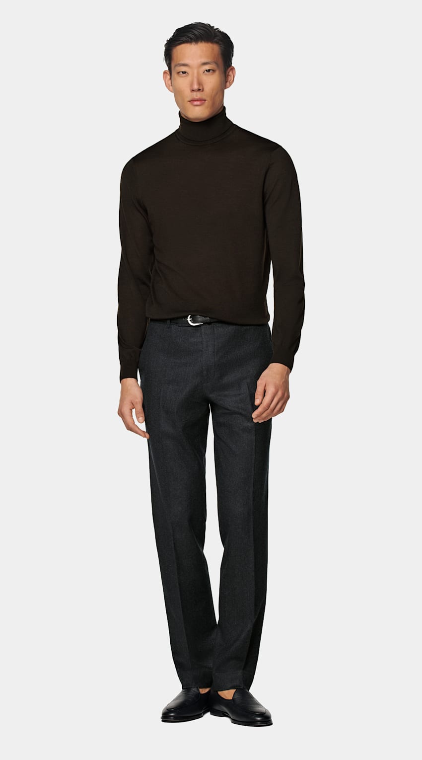 Dark Brown Merino Turtleneck