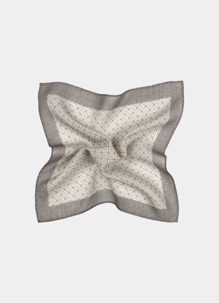 Light Brown Graphic Pocket Square