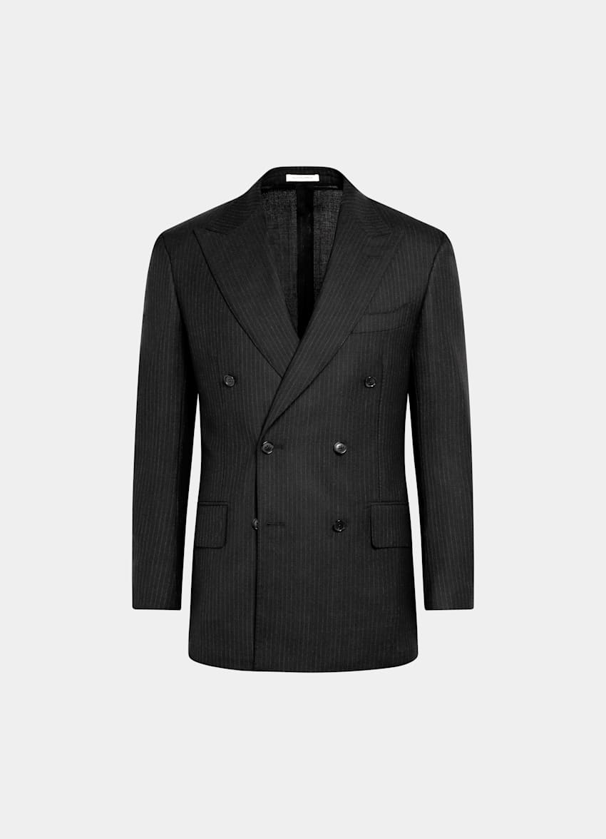 Dark Brown Striped Tailored Fit Milano Suit