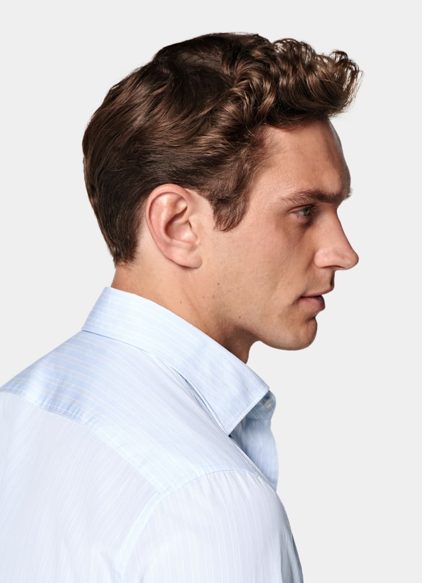 Light Blue Striped Tailored Fit Shirt