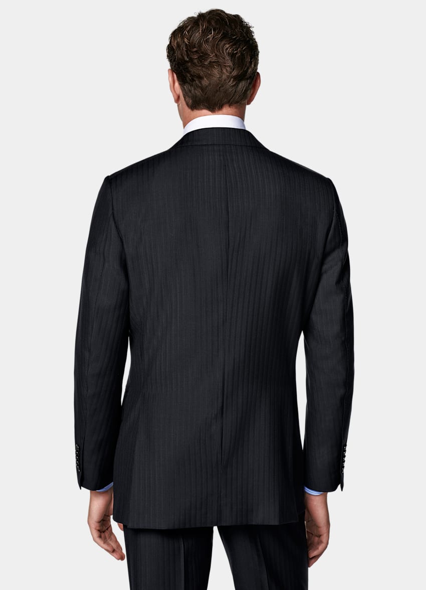 Navy Striped Tailored Fit Milano Suit