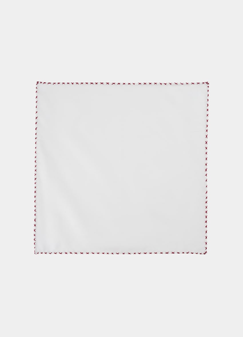 White Stitch Edge Pocket Square
