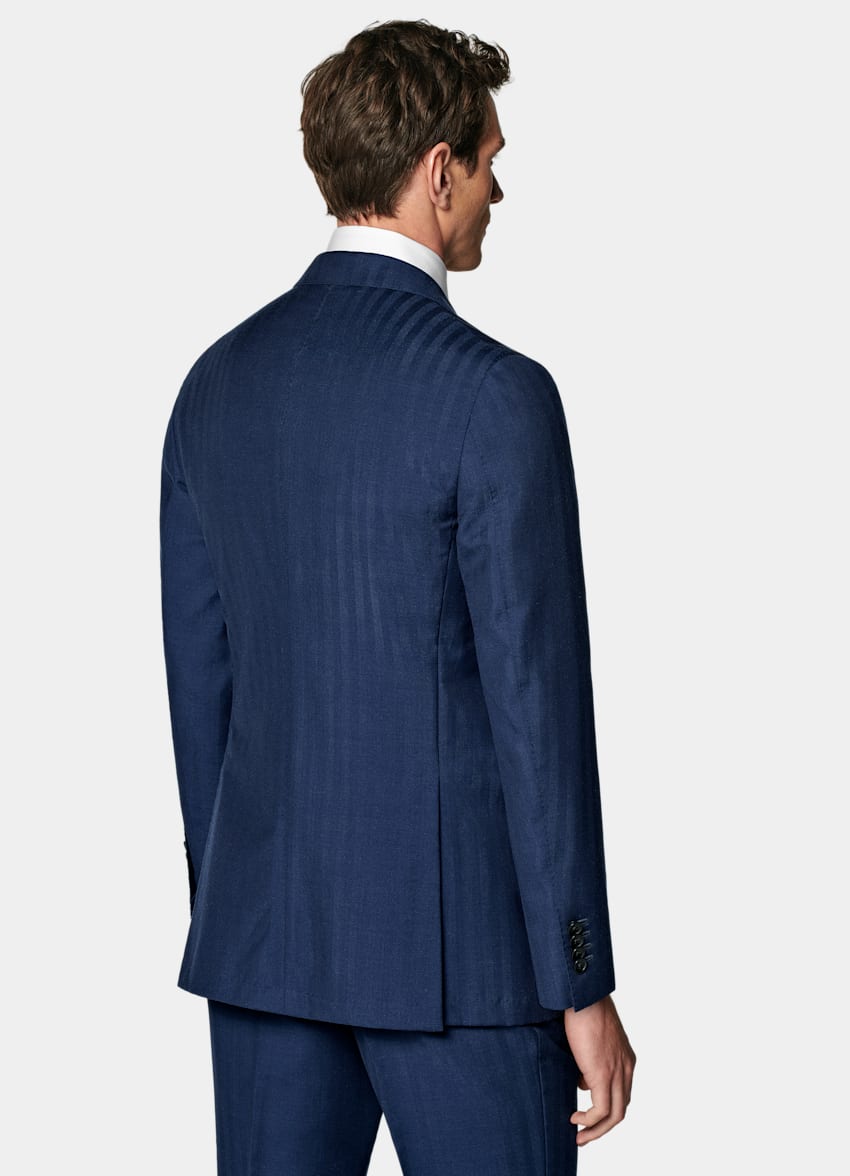 Mid Blue Herringbone Perennial Tailored Fit Havana Suit