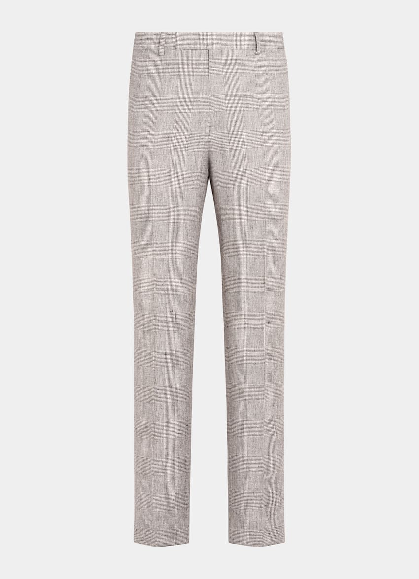 Light Taupe Checked Tailored Fit Havana Suit