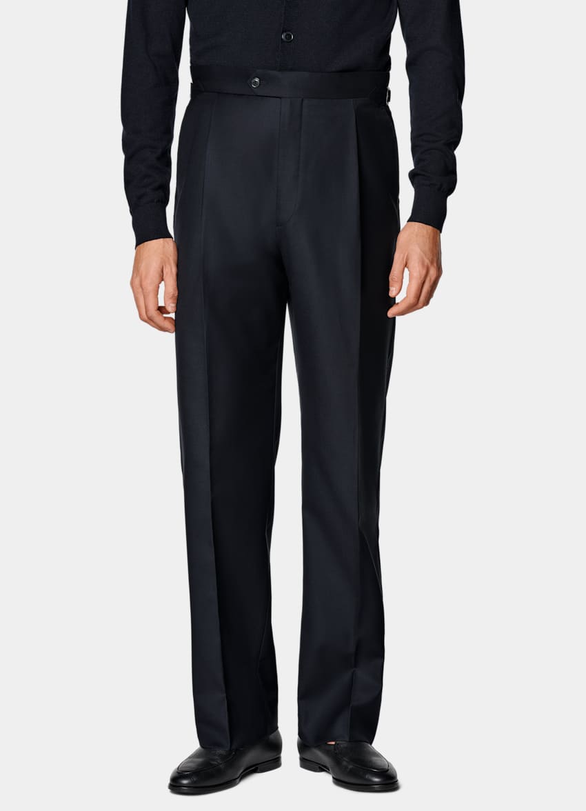 Navy Wide Leg Straight Pants