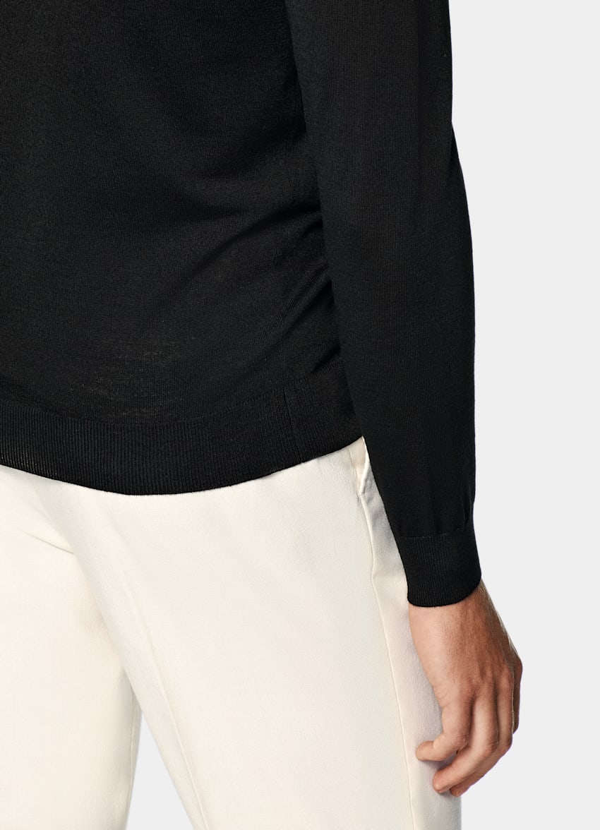 Black Merino Zip Cardigan