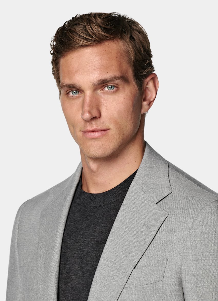 Light Grey Tailored Fit Havana Suit Jacket