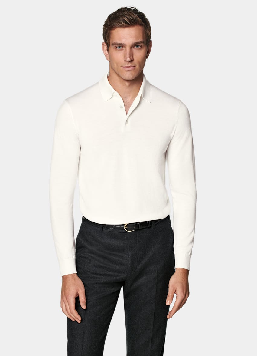 Off-White Merino Long Sleeve Polo
