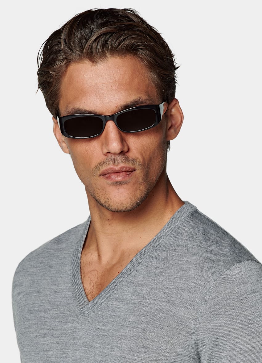 Grey Merino V-Neck