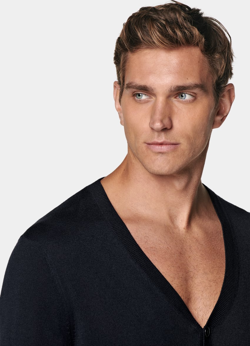 Navy V-Neck Cardigan