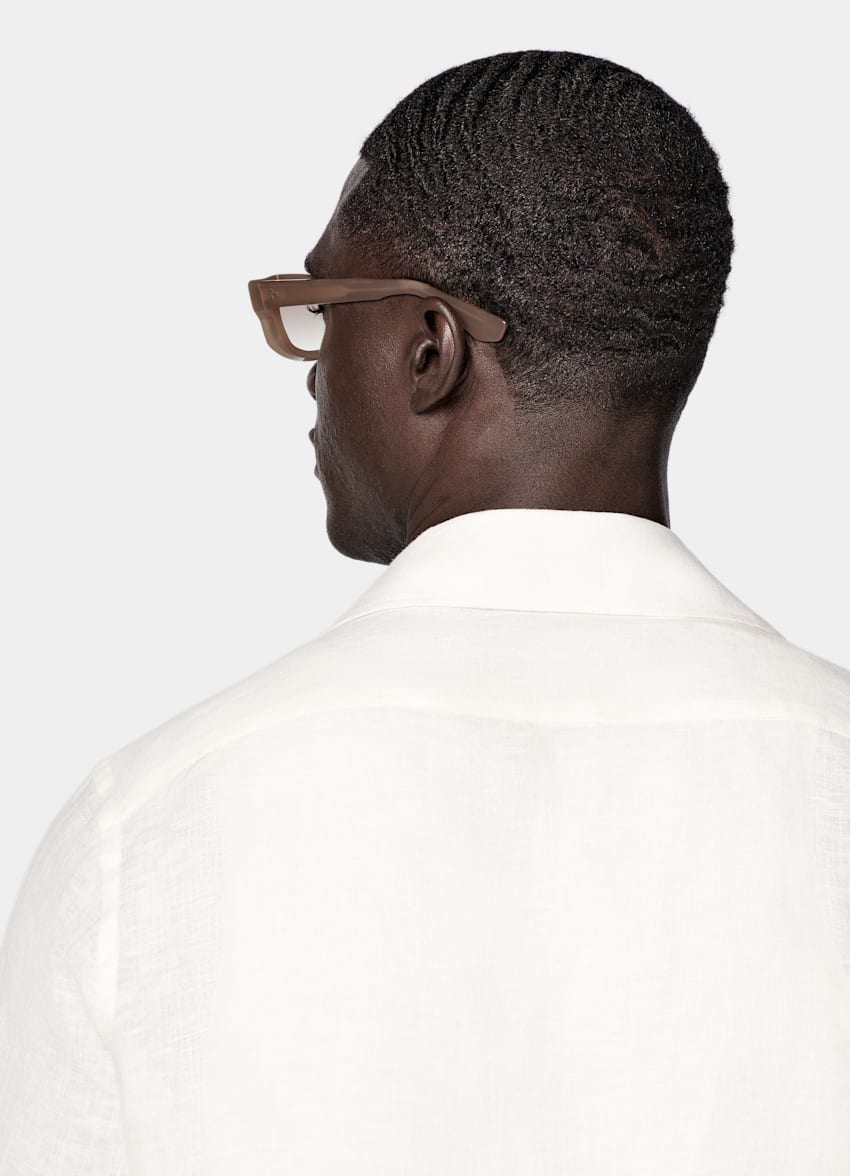 White Patch Pocket Pleated Slim Fit Shirt
