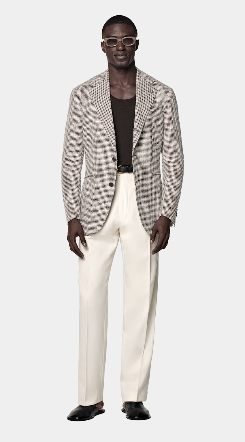 Mid Brown Checked Relaxed Fit Roma Blazer