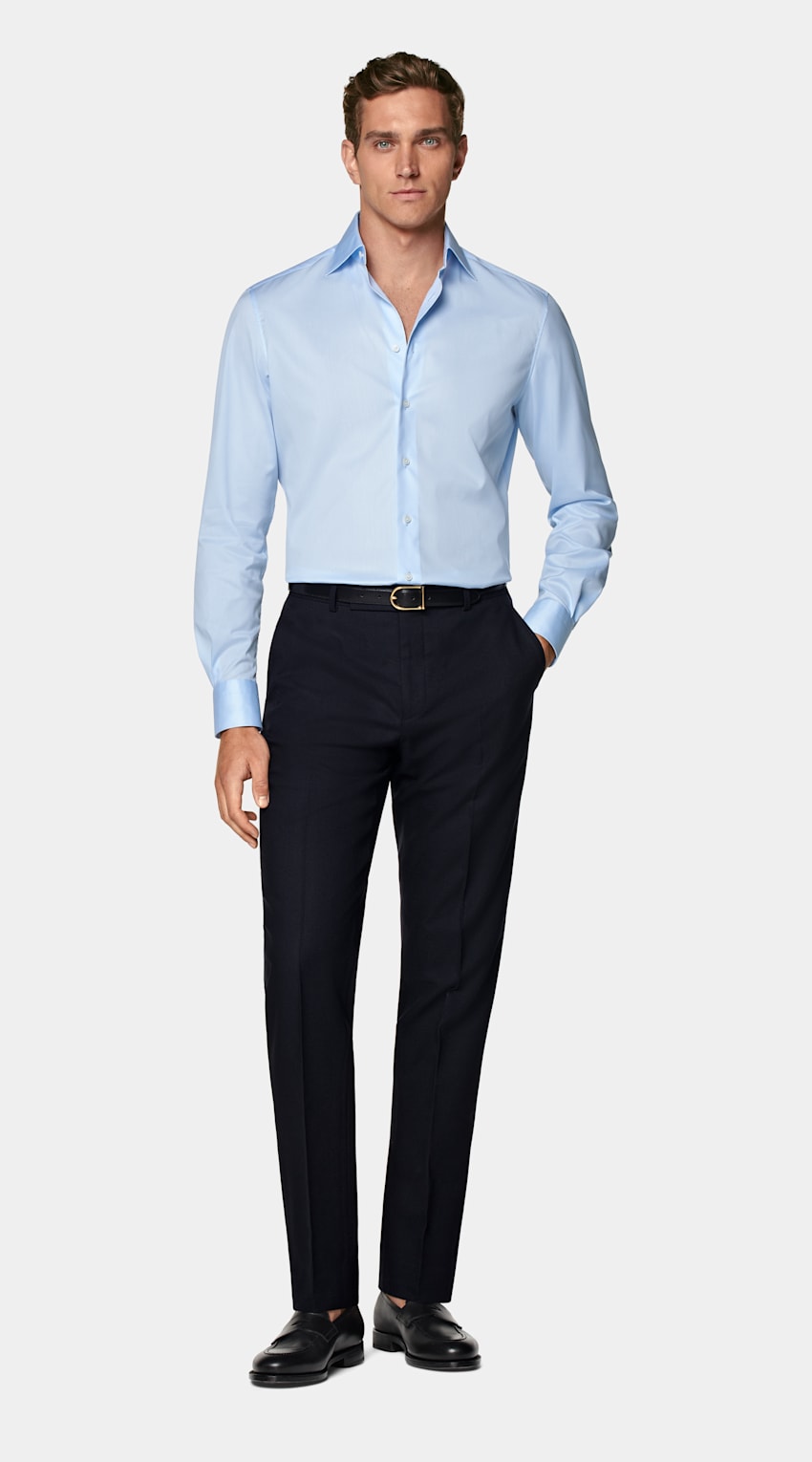 Light Blue Twill Tailored Fit Shirt