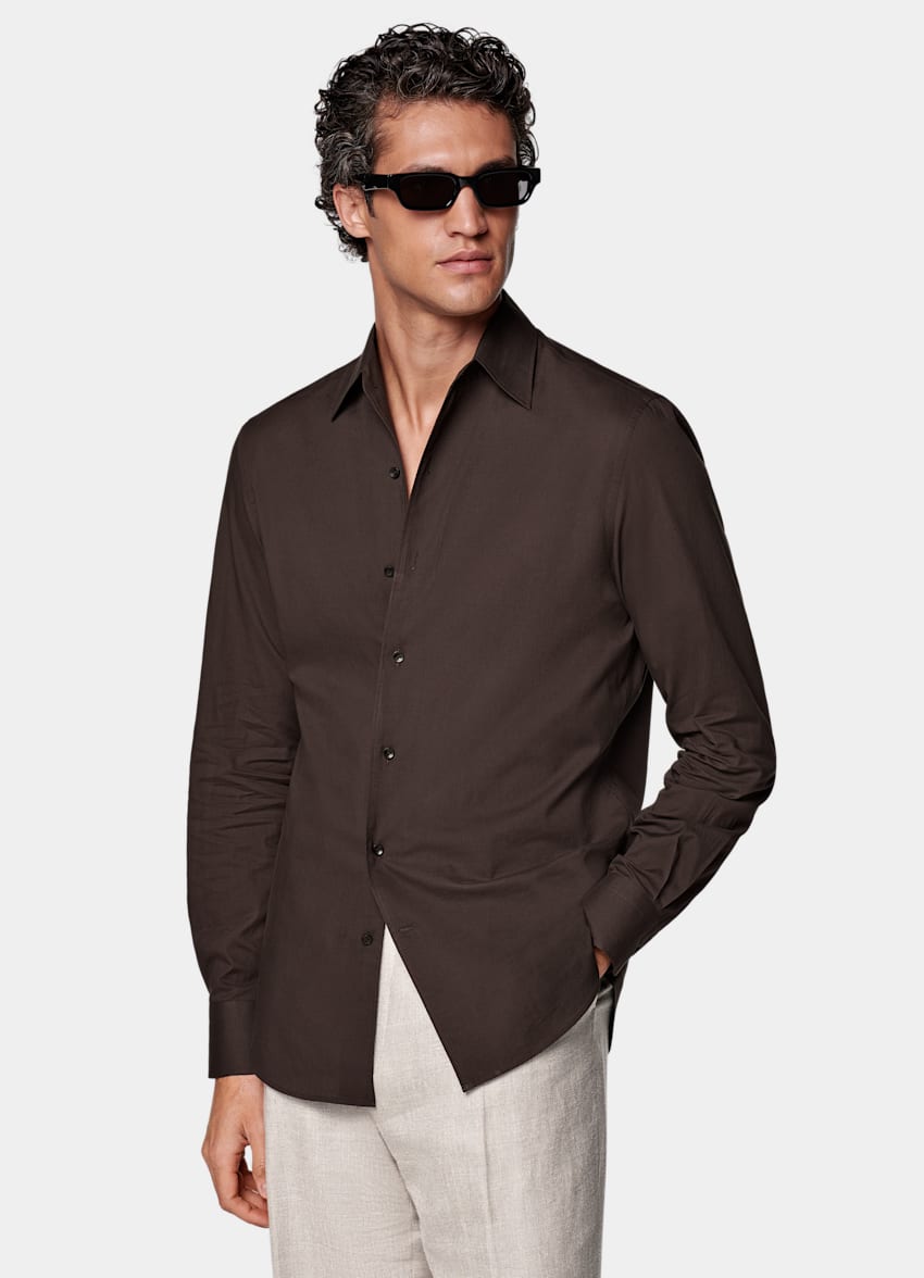 Brown Tailored Fit Shirt