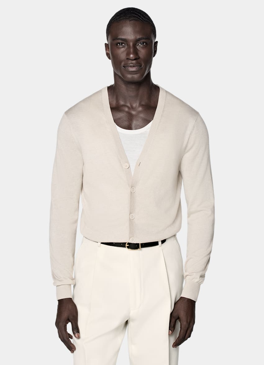 Sand V-Neck Cardigan