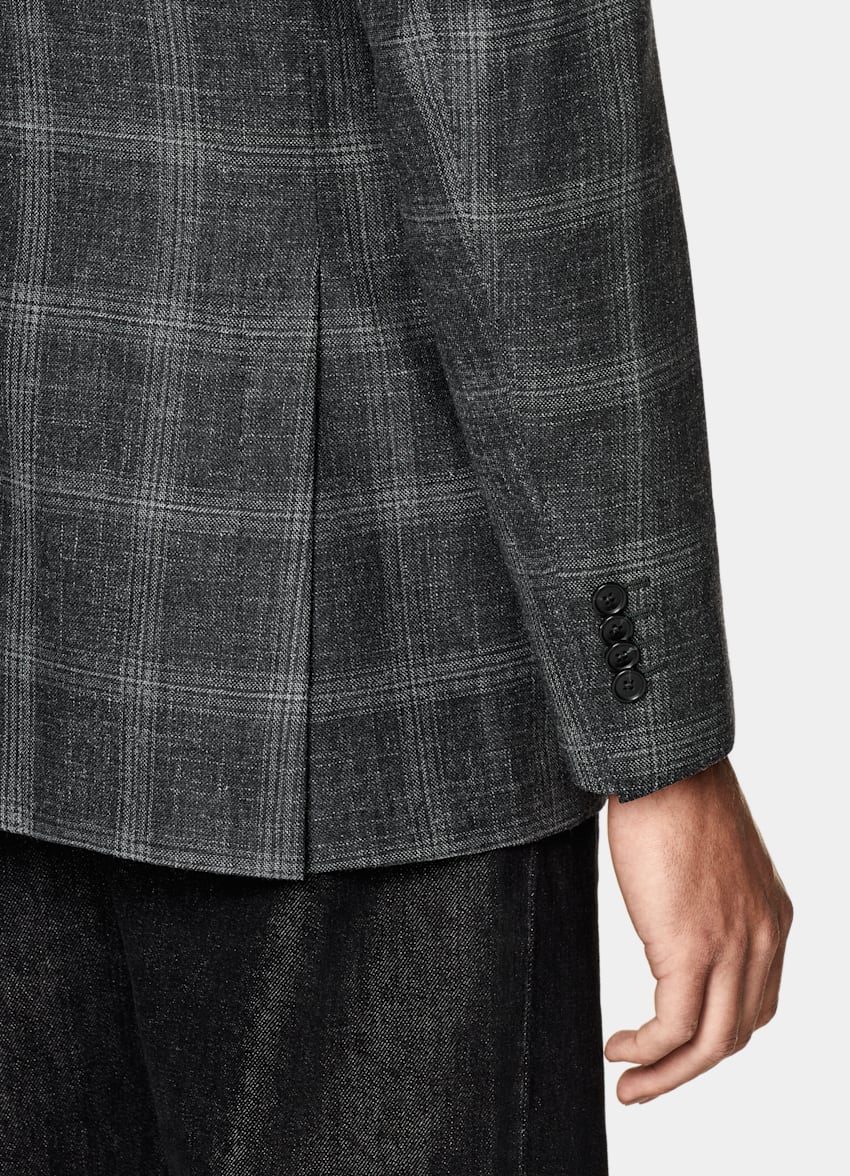 Grey Checked Tailored Fit Havana Blazer