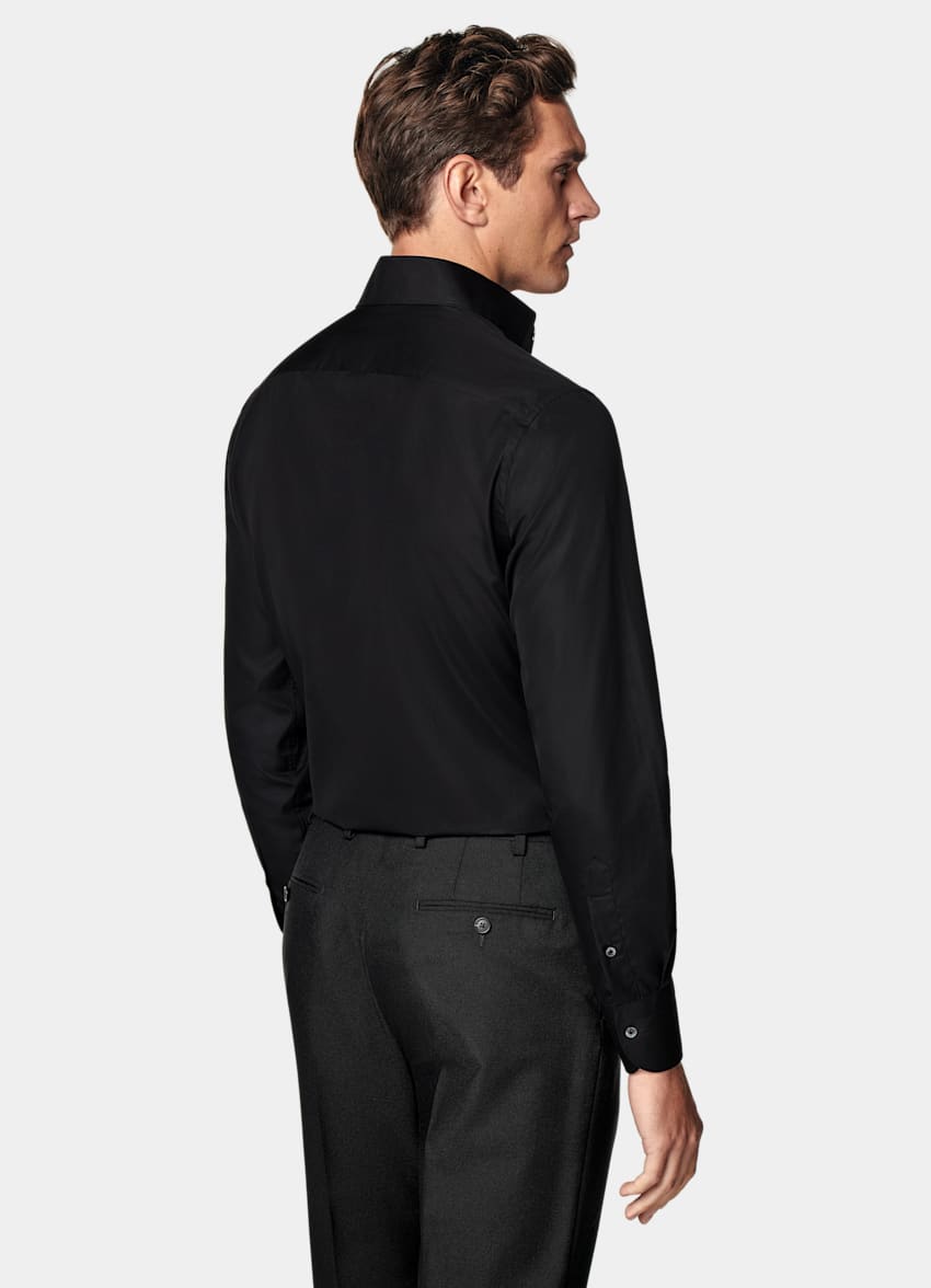 Black Poplin Tailored Fit Shirt