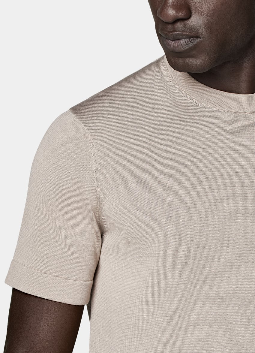 Light Taupe Short Sleeve Crewneck