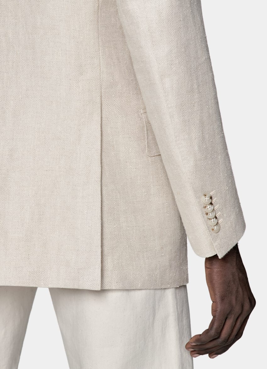 Light Taupe Herringbone Tailored Fit Milano Blazer