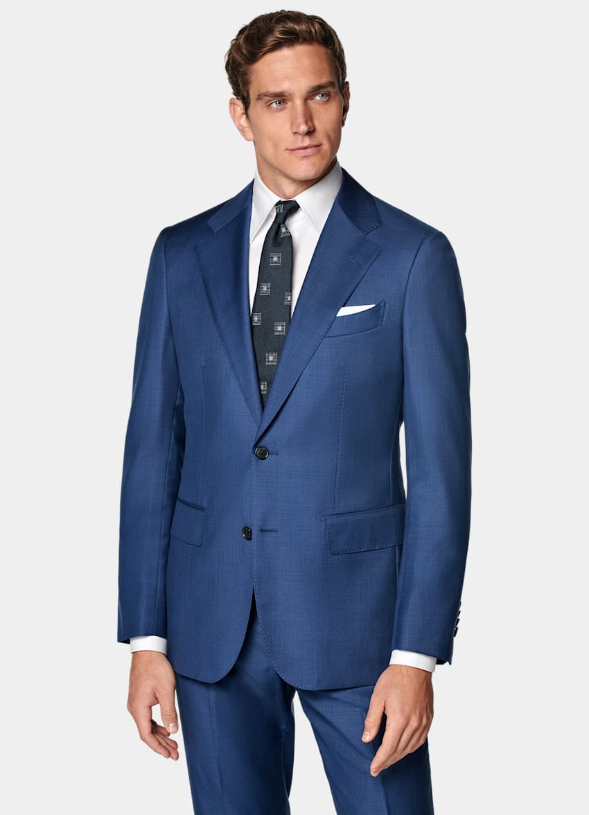 Mid Blue Tailored Fit Havana Suit Jacket