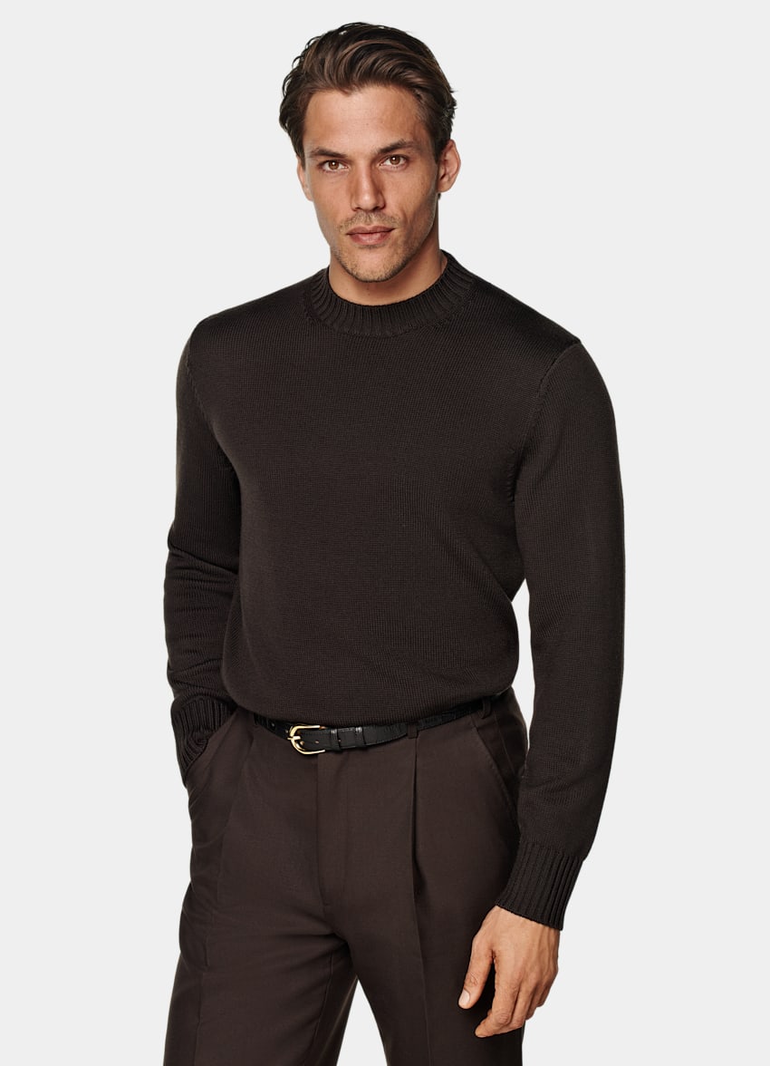 Dark Brown Merino Crewneck