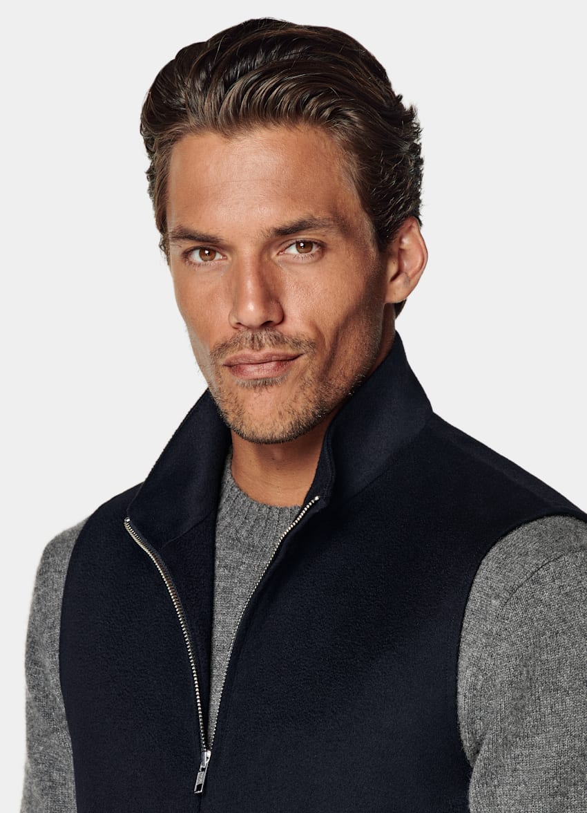 Navy Zip Vest