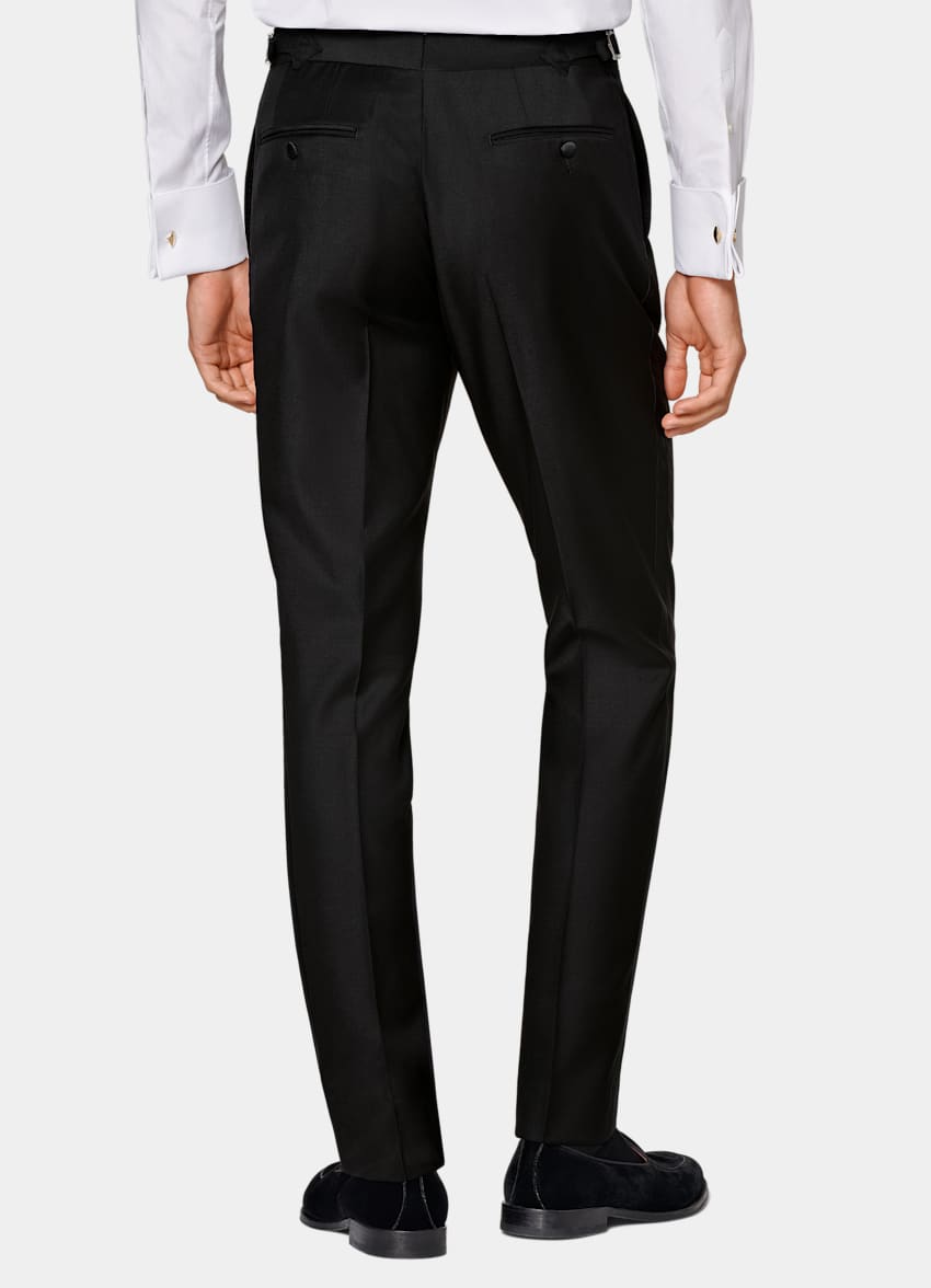 Black Slim Leg Straight Tuxedo Pants