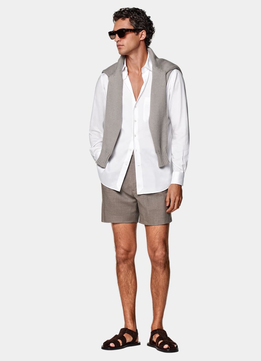 Taupe Straight Leg Shorts