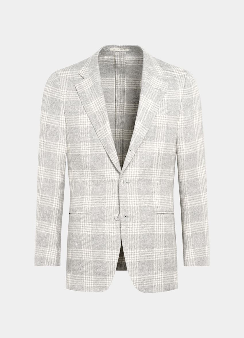 Light Grey Checked Tailored Fit Havana Blazer