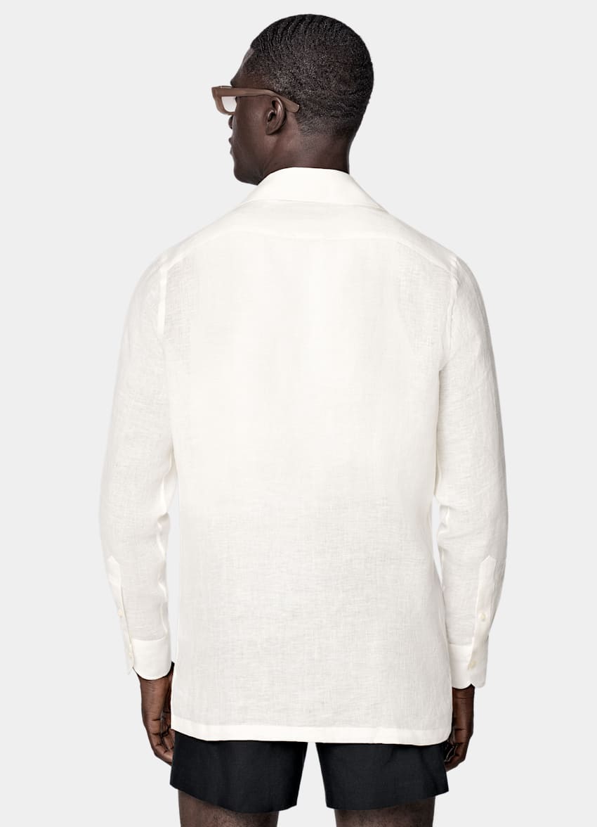 White Patch Pocket Pleated Slim Fit Shirt