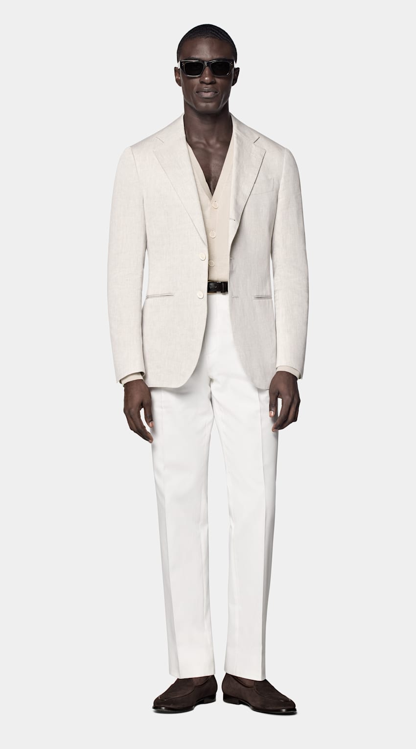 Light Taupe Tailored Fit Havana Suit Jacket