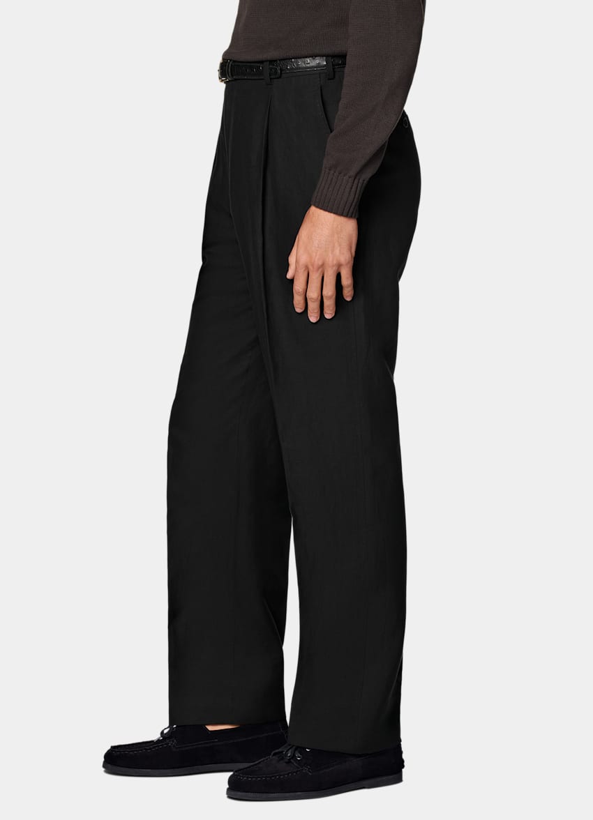 Black Wide Leg Straight Pants