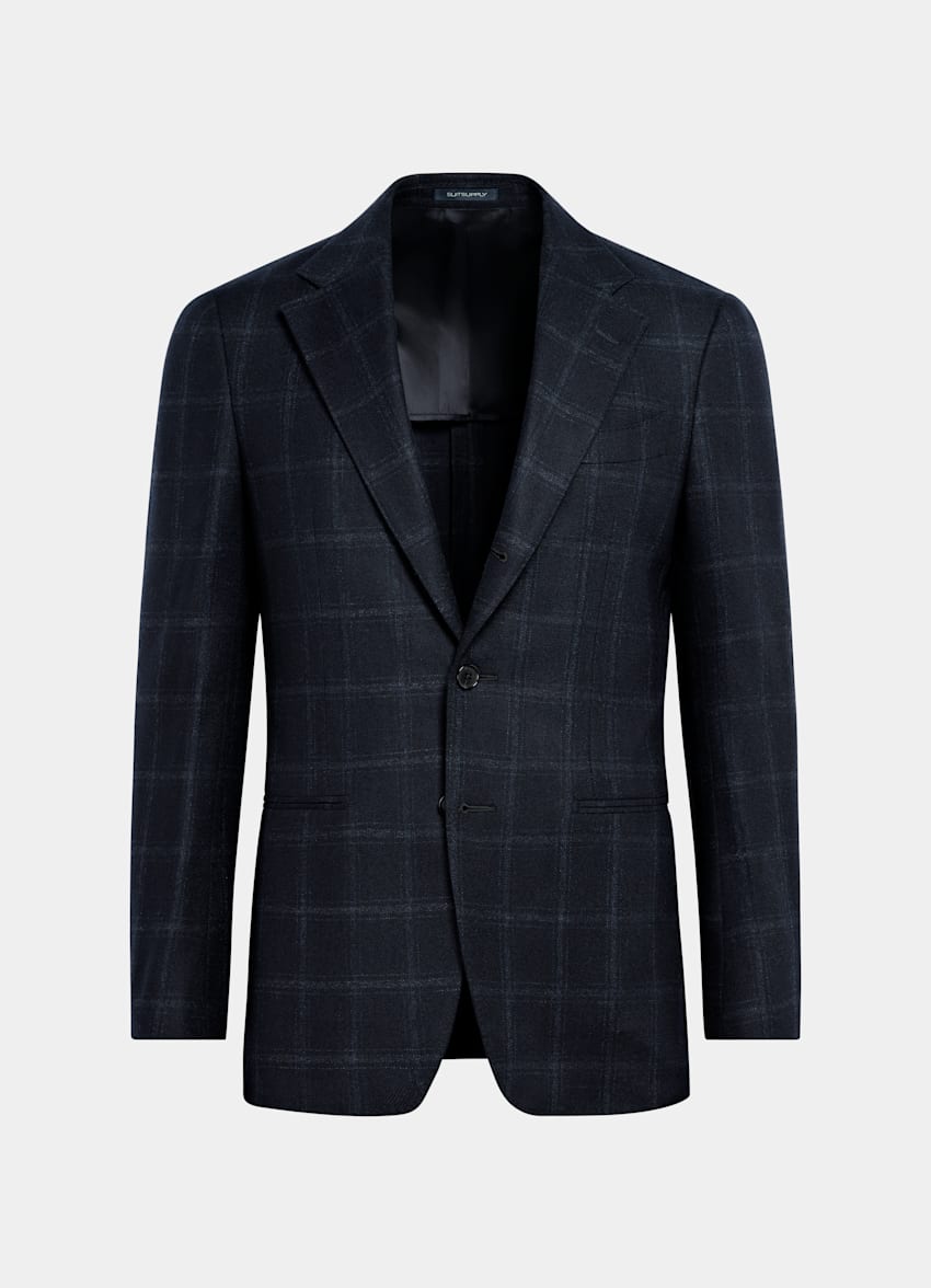 Navy Checked Tailored Fit Havana Blazer
