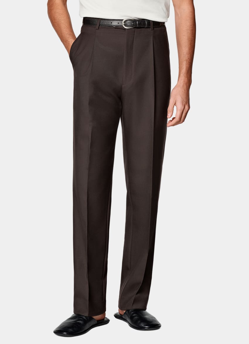 Dark Brown Wide Leg Straight Pants