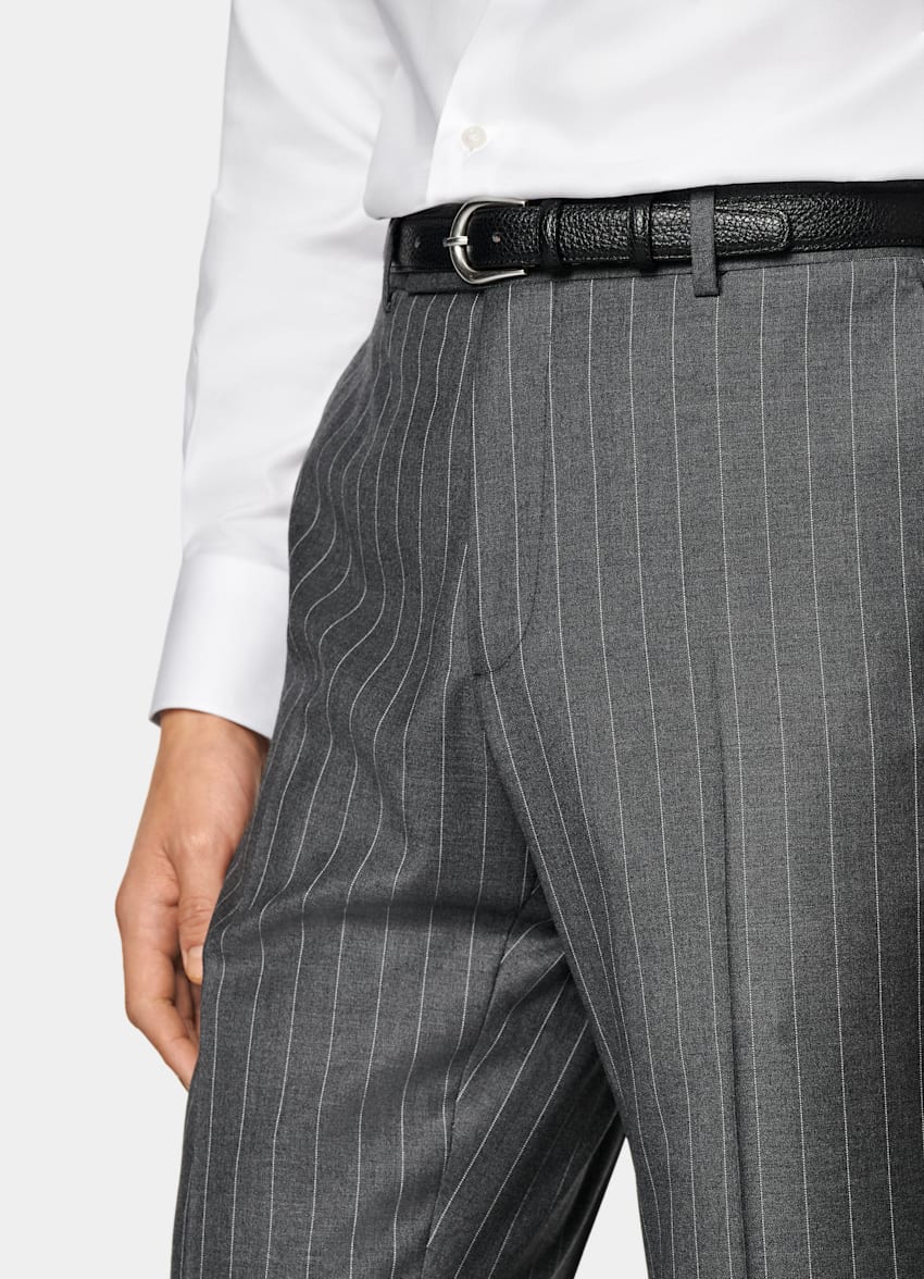 Mid Grey Striped Custom Made Suit