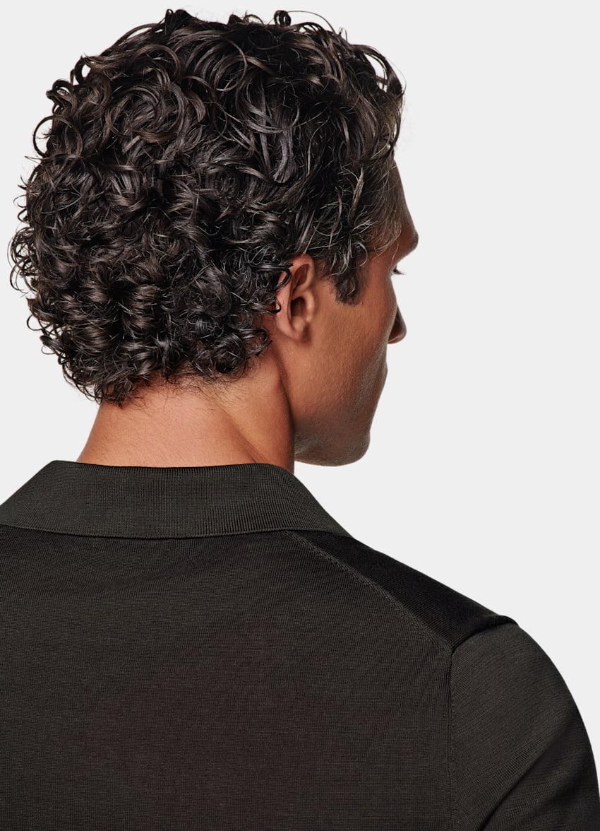 Dark Brown Buttonless Polo