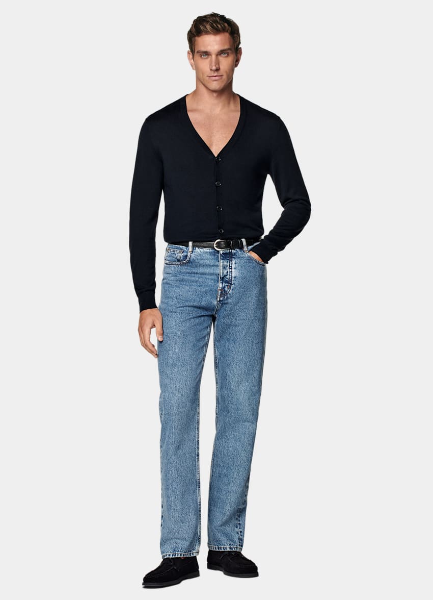 Navy V-Neck Cardigan